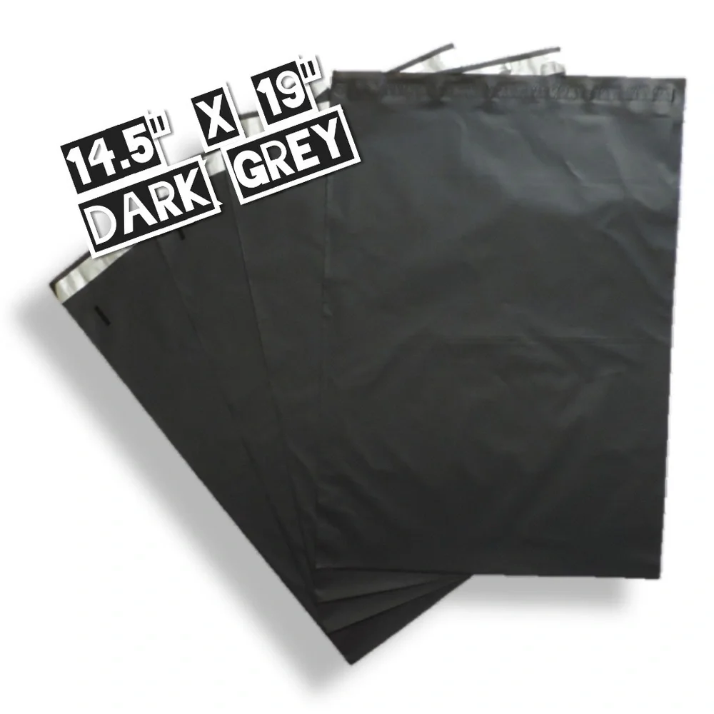 25 Dark Grey Poly Mailers 14.5x19 (100% Recycled)